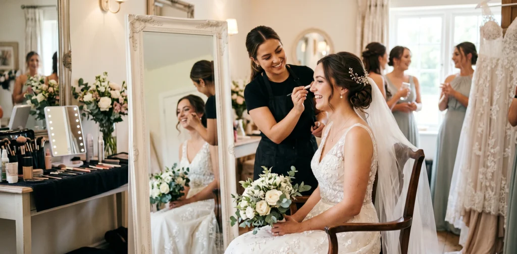 Bridal and party makeup service with elegant makeover for weddings, birthdays, and special events by Joyful Knots Events in Erode